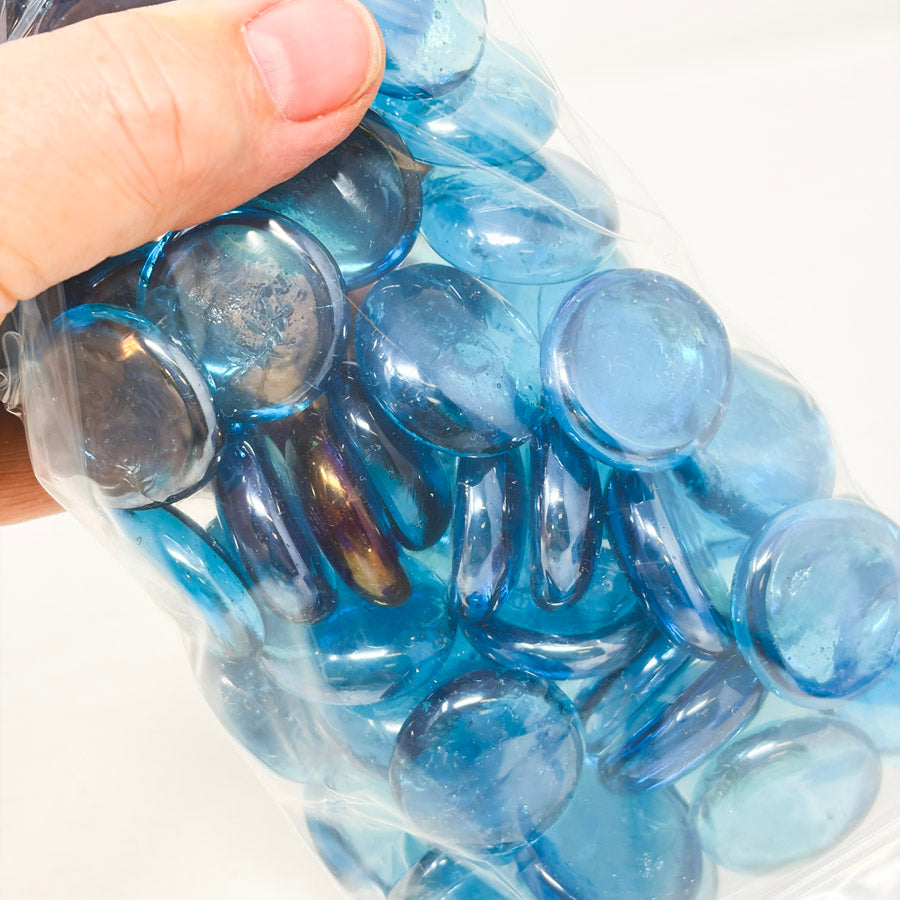 Blue Flat Glass Marbles (1)