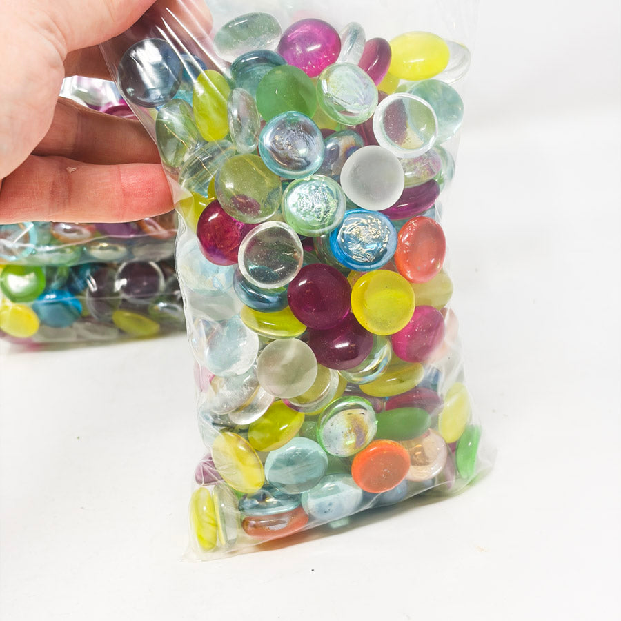 Mixed Color Flat Glass Marbles (1)