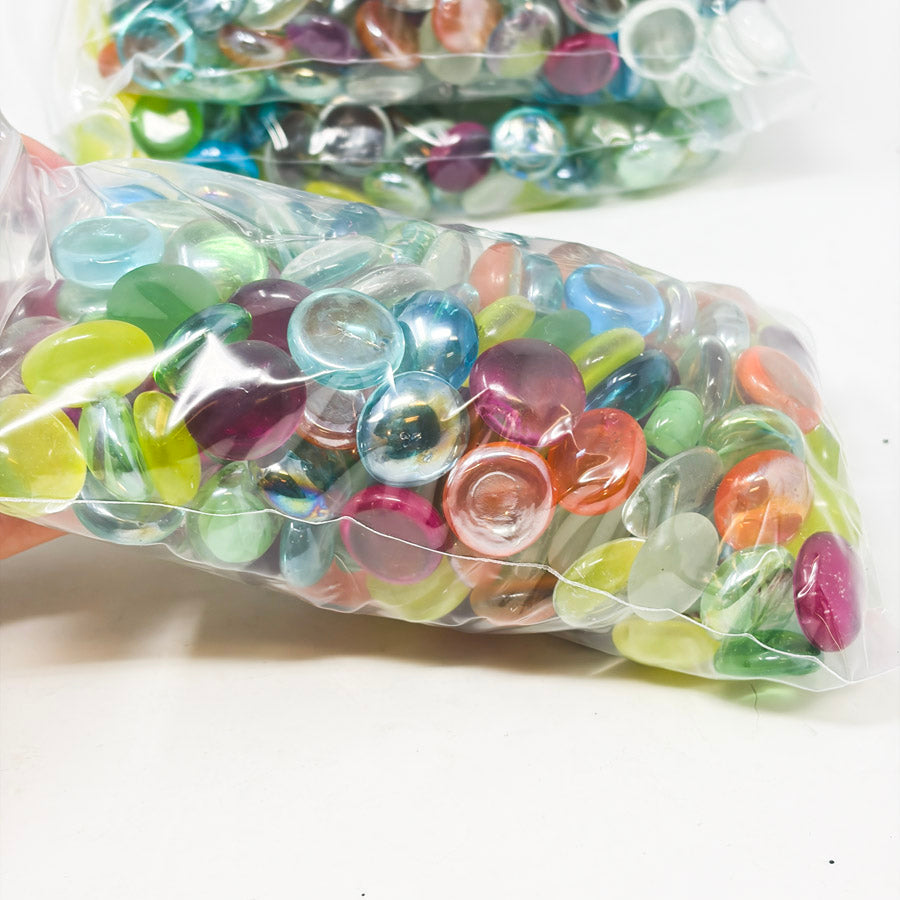 Mixed Color Flat Glass Marbles (1)