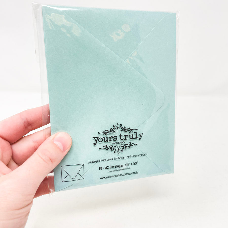 Yours Truly A2 4-3/8" x 5-3/4" Envelopes - Pool Green/Blue 10ct