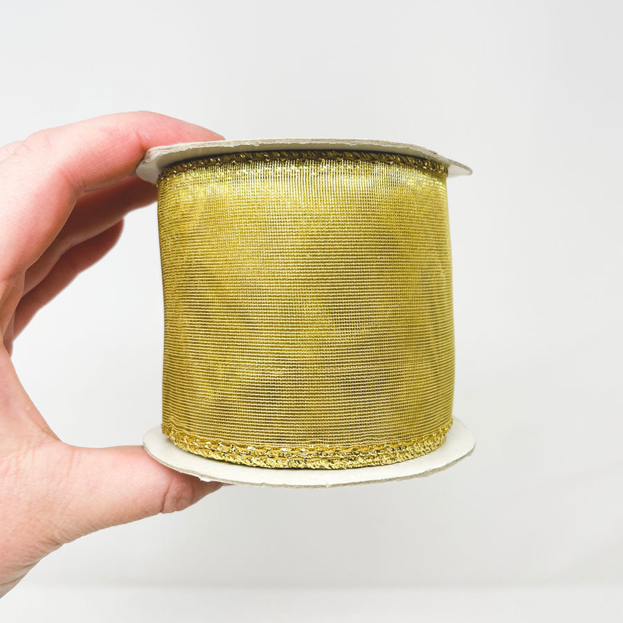 Metallic Gold Sheer Wire Edged Ribbon