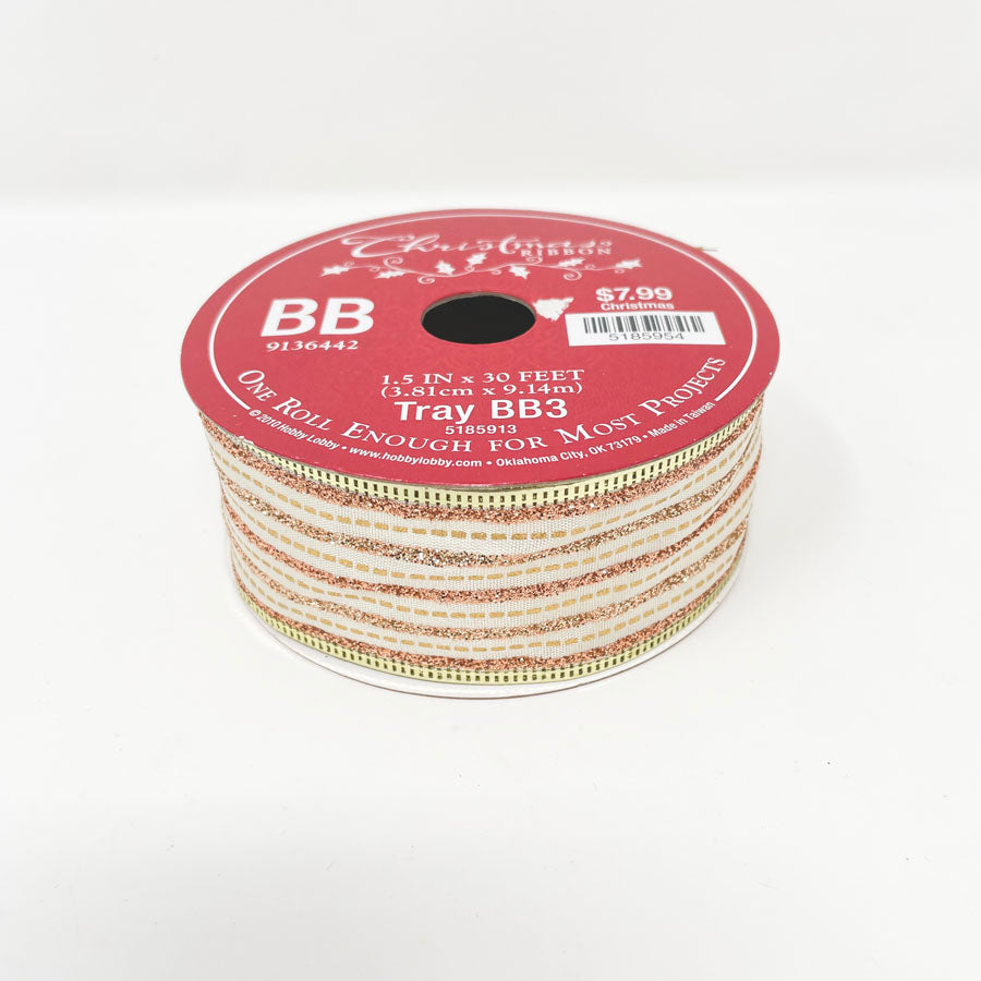 Glitter Striped Wire Edged Ribbon