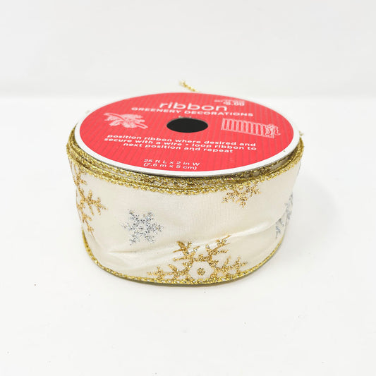 Glitter Snowflakes Wire Edge Ribbon