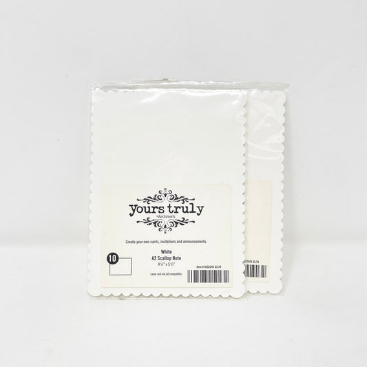 Yours Truly White Scalloped Flat Cards 4-1/4" x 5-1/2" - 10ct (1)