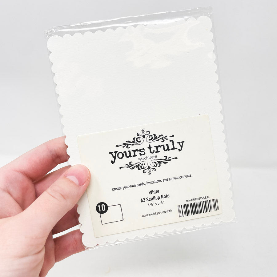 Yours Truly White Scalloped Flat Cards 4-1/4" x 5-1/2" - 10ct (1)