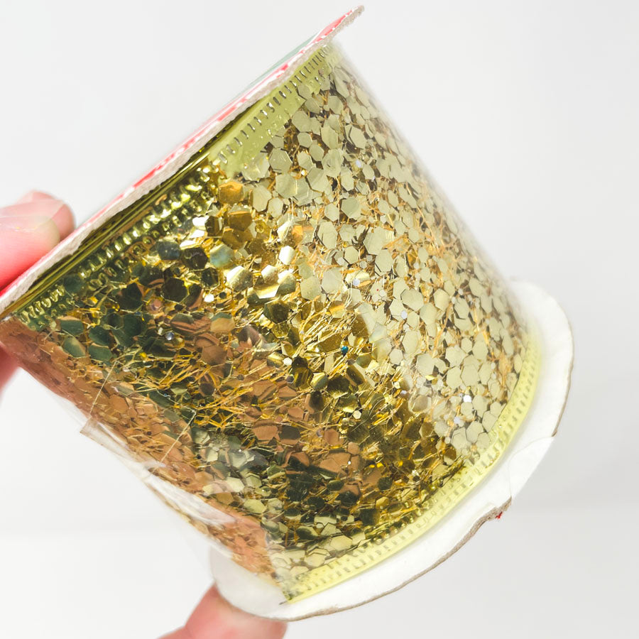 Gold Glitter Ribbon by Christmas House