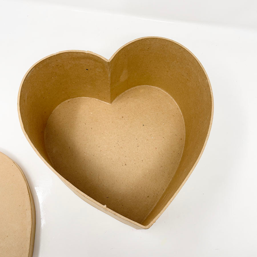 Large Heart Paper Mache Box with Lid