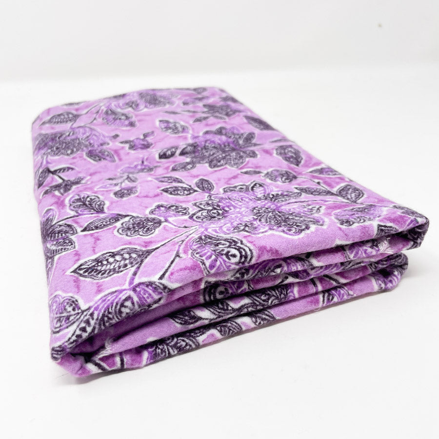 Black & Purple Floral Flannel Fabric - 40" x 30"