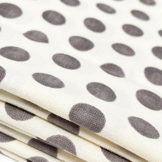 Gray Polka Dot Cotton Blend Fabric - 1 yard