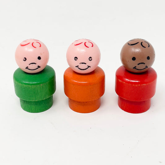 Vintage Little People - Three Boys - Wood & Plastic