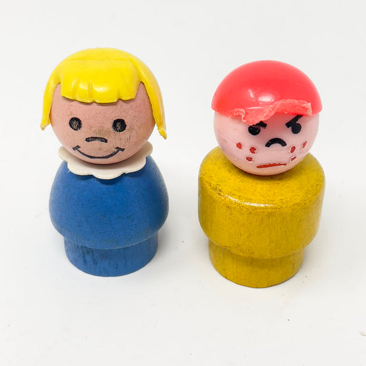 Vintage Little People - Damaged Boy & Girl - Wood & Plastic