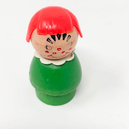 Vintage Little People - Red Head Girl (worn face) - Wood