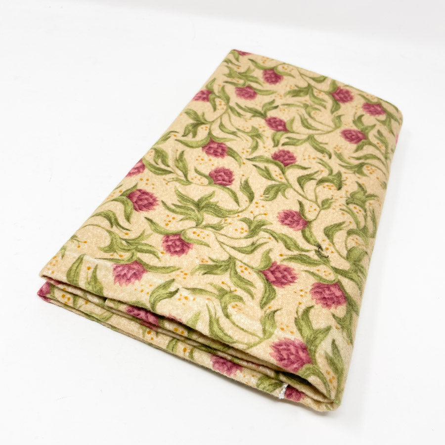 Tan & Raspberry Flannel Fabric - 40" x 29"