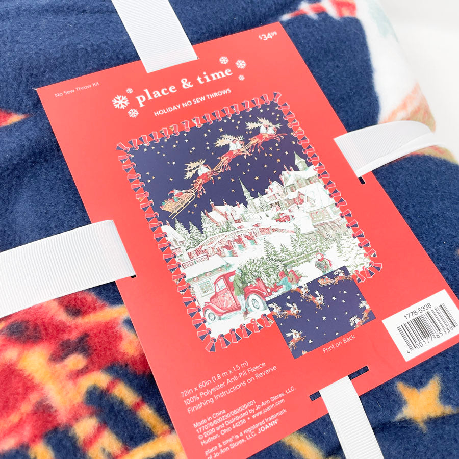 Place & Time Holiday No Sew Throws - Santa