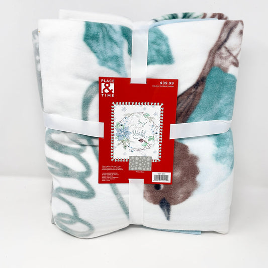 Place & Time Holiday No Sew Throws - Joy