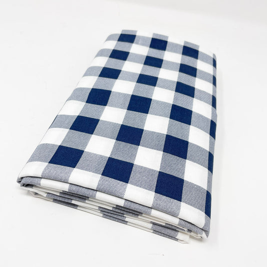 Navy Buffalo Plaid Cotton Blend Fabric - 44" x 84"