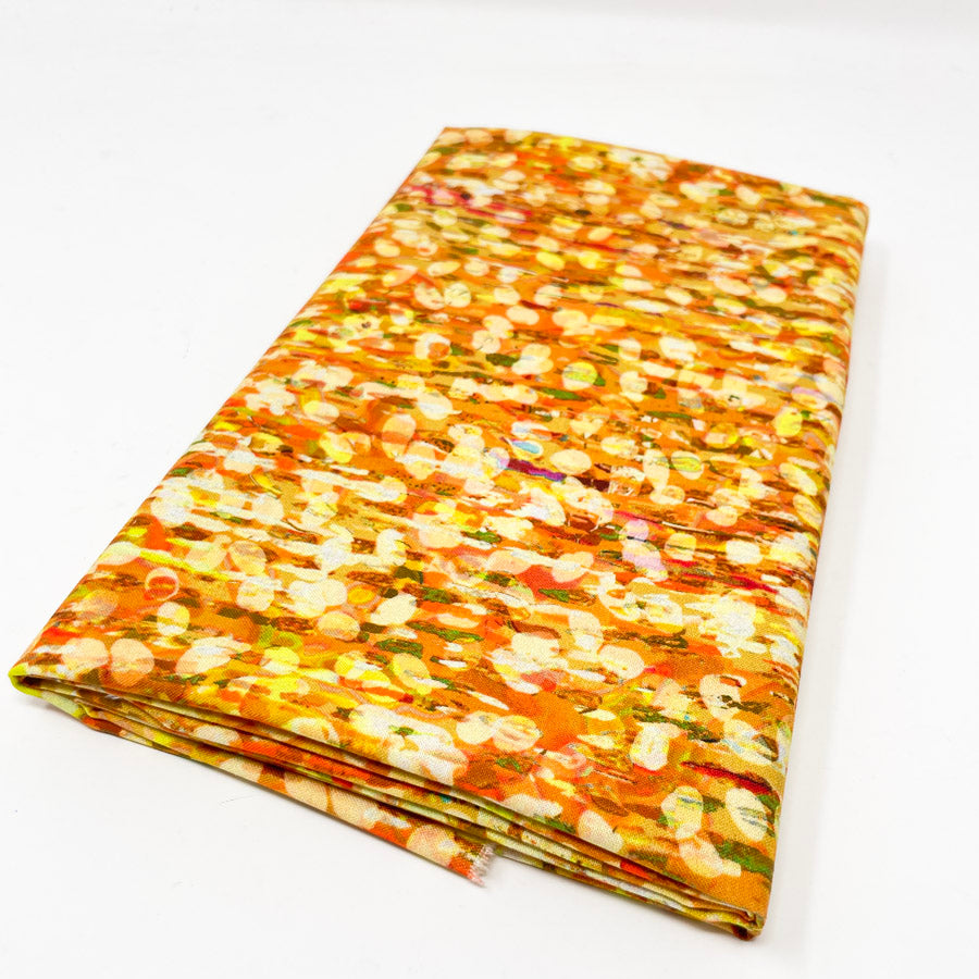 Abstract Orange Cotton Blend Fabric - 44" x 41"