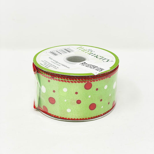 1-3/8" The Trimmery Green Polka Dot Ribbon