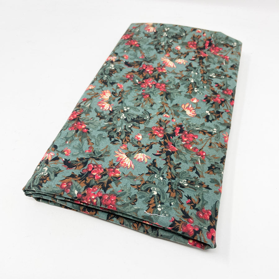 Green and Berry Cotton Blend Yardage