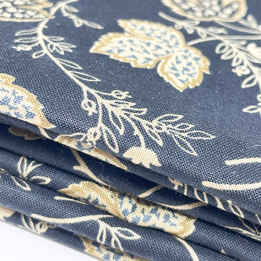 Black & Tan Leaf Cotton Blend Fabric - 44" x 42"