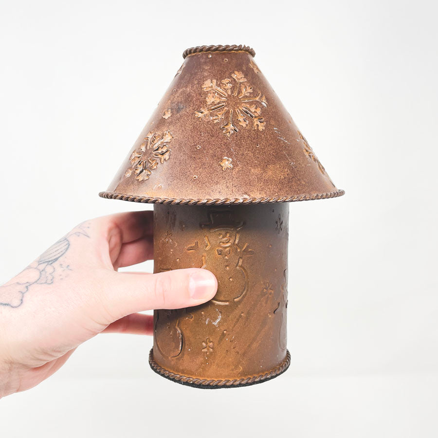 Punched Metal Candle Holder with Shade