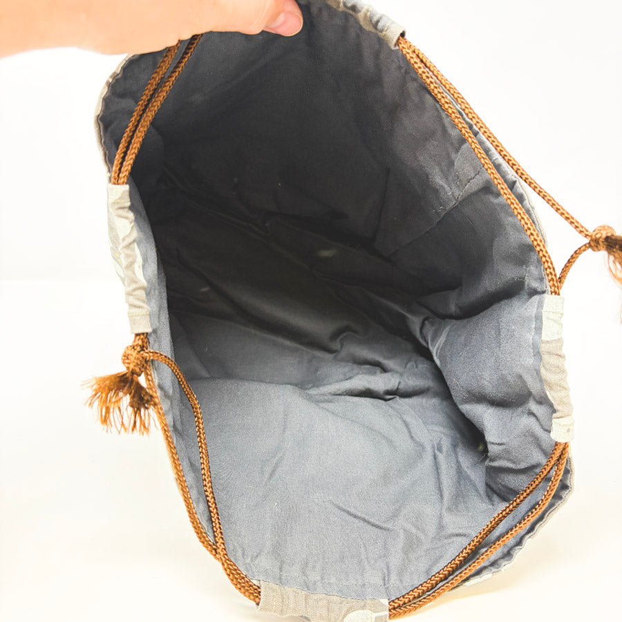 Handmade Gray Drawstring Project Pouch