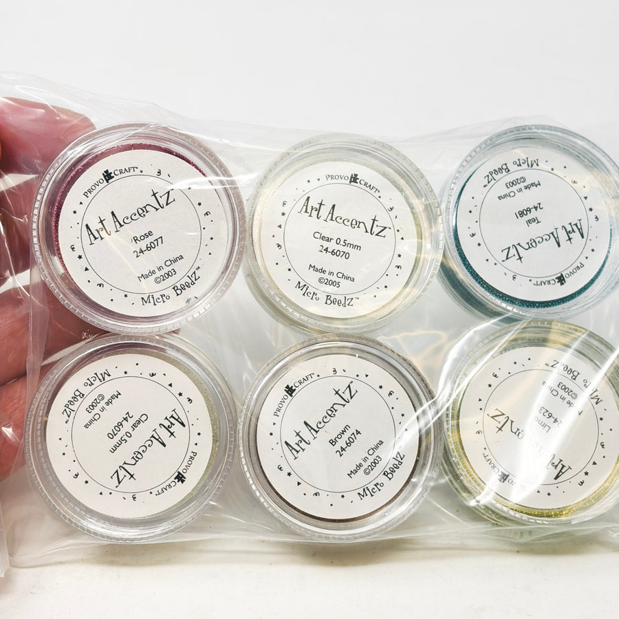 Bundle of Six Art Accentz Micro Bead Containers