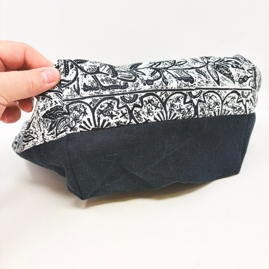 Linen and Cotton Leather Handle Project Bag