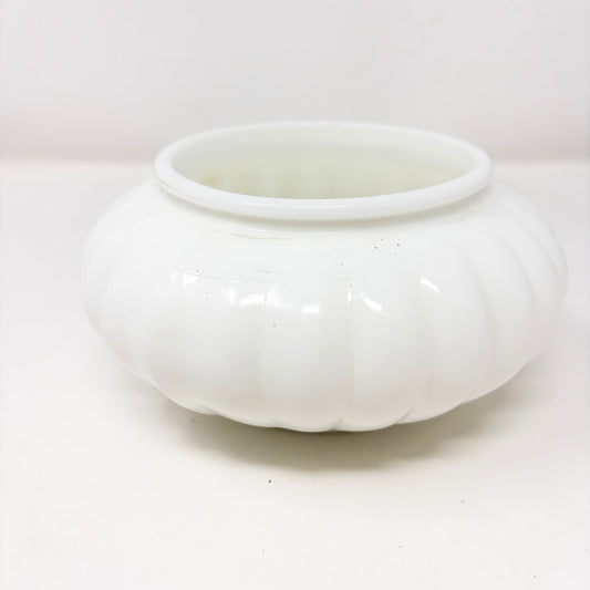 Vintage Ribbed White Glass Vase