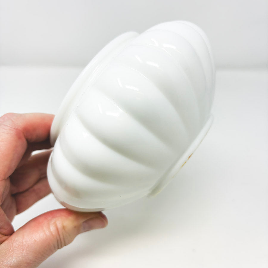 Vintage Ribbed White Glass Vase