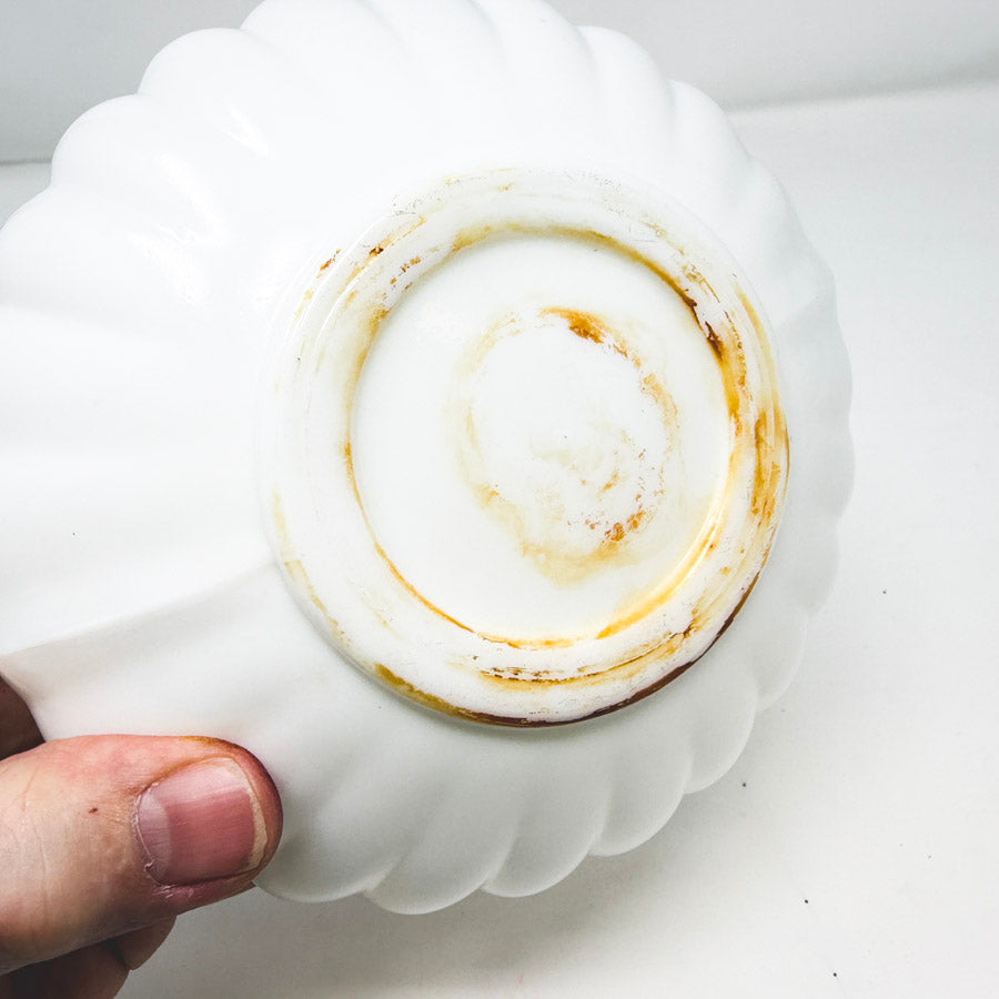 Vintage Ribbed White Glass Vase