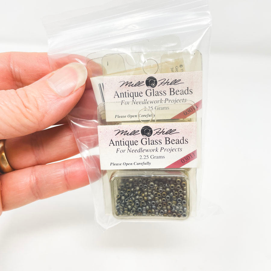 Bundle of Mill Hill Dark Gray Seed Beads