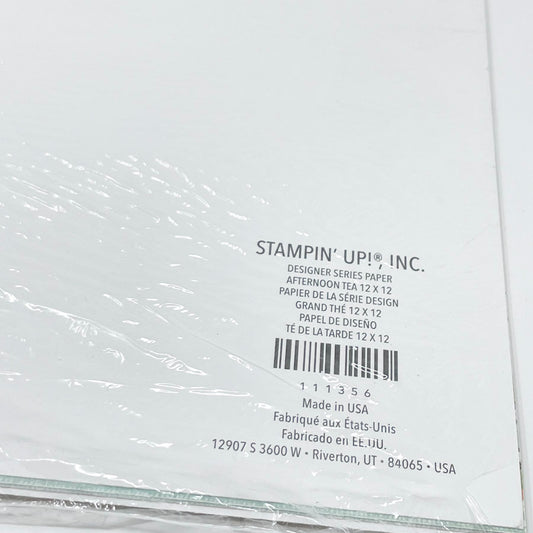 6pg Stampin' Up Designer Series Paper - Afternoon Tea 12" x 12"