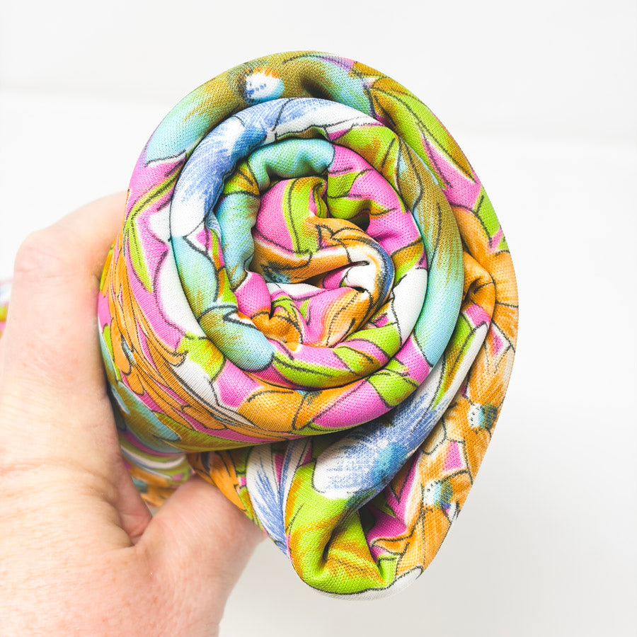 3 Yds x 58" Pink Floral Stretch Polyester Fabric