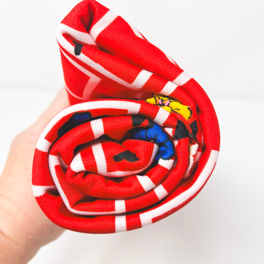 2 Yds x 56" Red Geometric and Floral Stretch Polyester Fabric