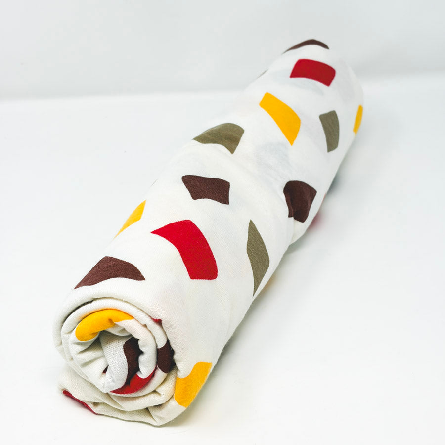 1.5 yds x 56" Colorful Diamonds Cotton Jersey Stretch Fabric (Yellow at folds)