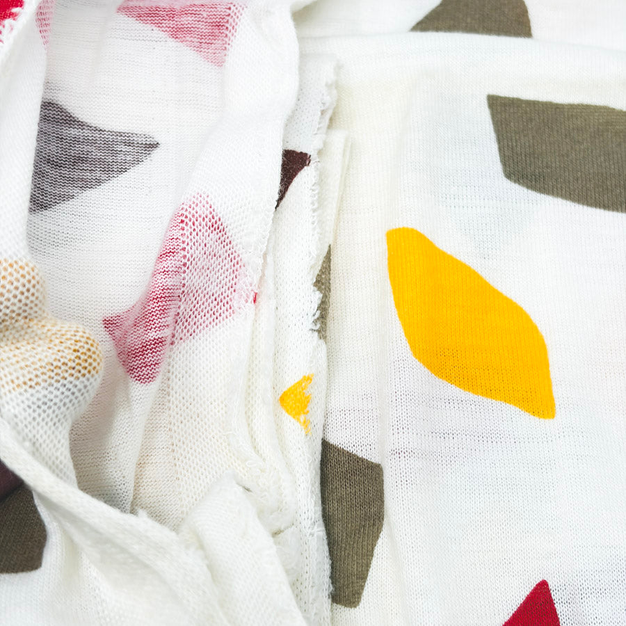 1.5 yds x 56" Colorful Diamonds Cotton Jersey Stretch Fabric (Yellow at folds)