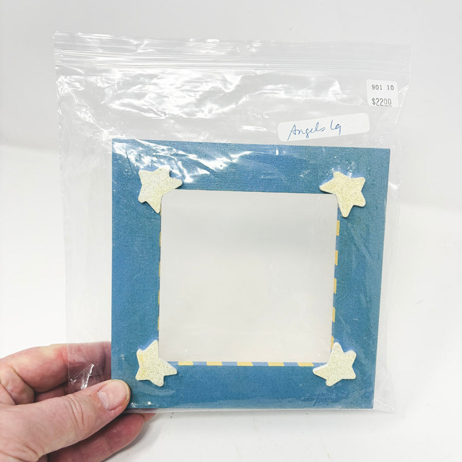 Light Blue Glitter & Star Wood Frame