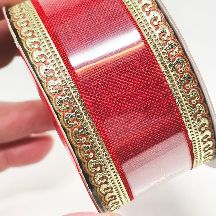 Red With Gold Trim Wired Ribbon – Hello Art Hatchery