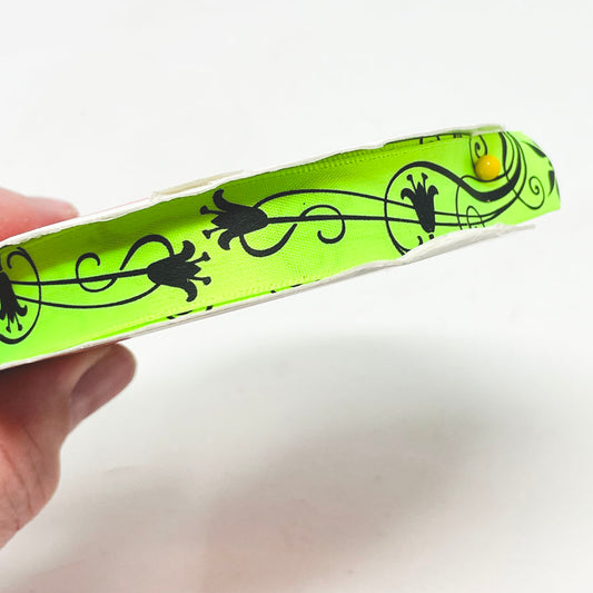 Lime Green with Black Floral Ribbon