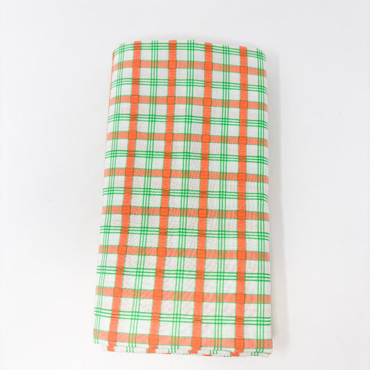 2 Yds x 44" Peach and Green Seersucker Fabric