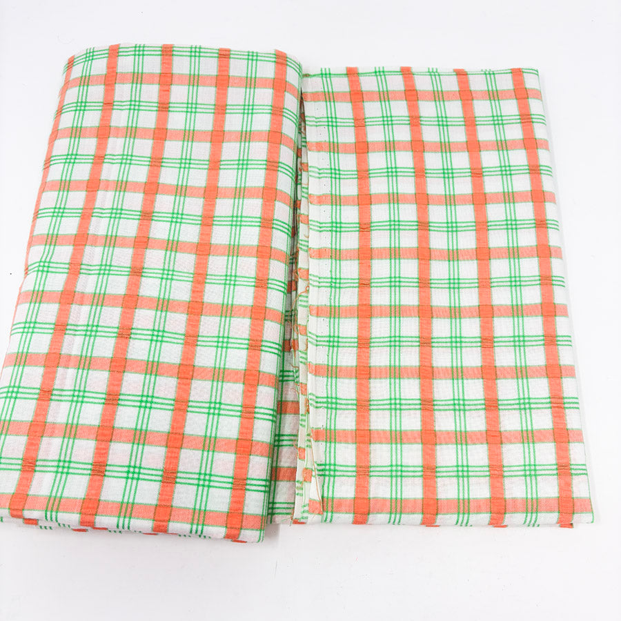 2 Yds x 44" Peach and Green Seersucker Fabric