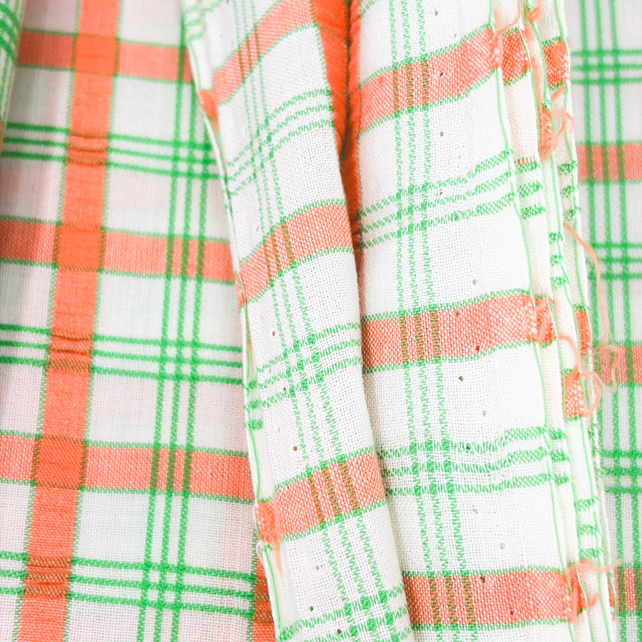 2 Yds x 44" Peach and Green Seersucker Fabric