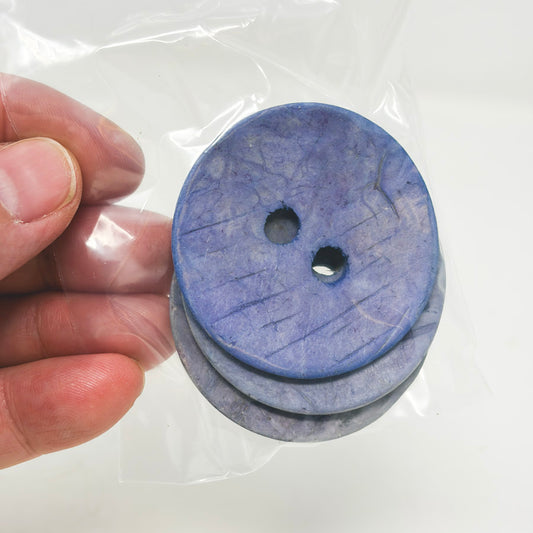 1-7/8" Blue Wood Buttons (3)