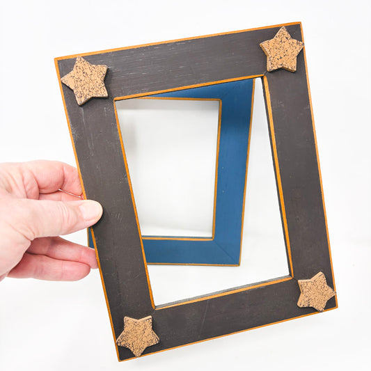 Large Black Rustic Star Wood Frame