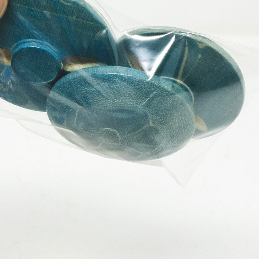 1-3/8" Floral Blue Wood Shank Buttons (3)