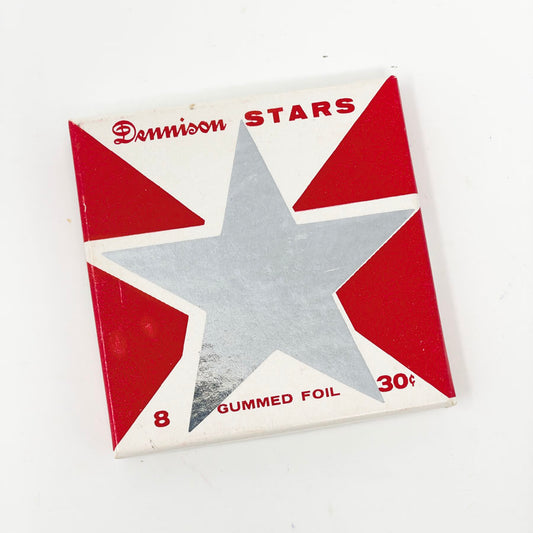 Vintage Dennison Gummed Large Silver Stars