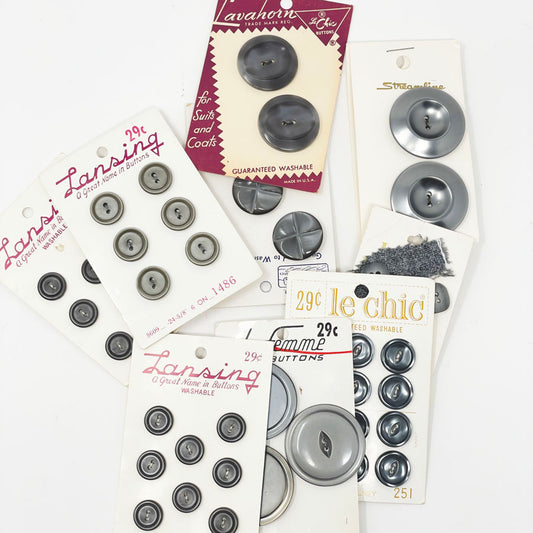 Vintage Carded Button Bundle - Greys