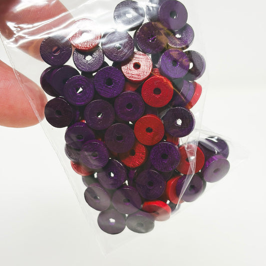 Purple and Red Wood Beads
