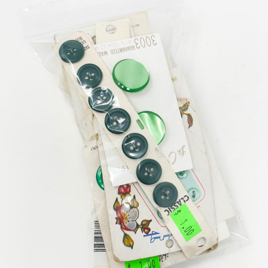 Vintage Carded Button Mega Bundle - Green
